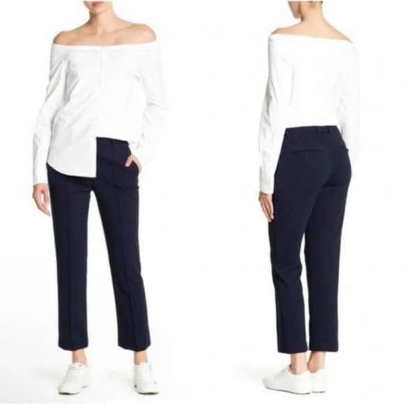 Theory Pants - THEORY Hartsdale K Oxford Knit Blue Center Seam Trousers 10 Soft Stretchy NICE!